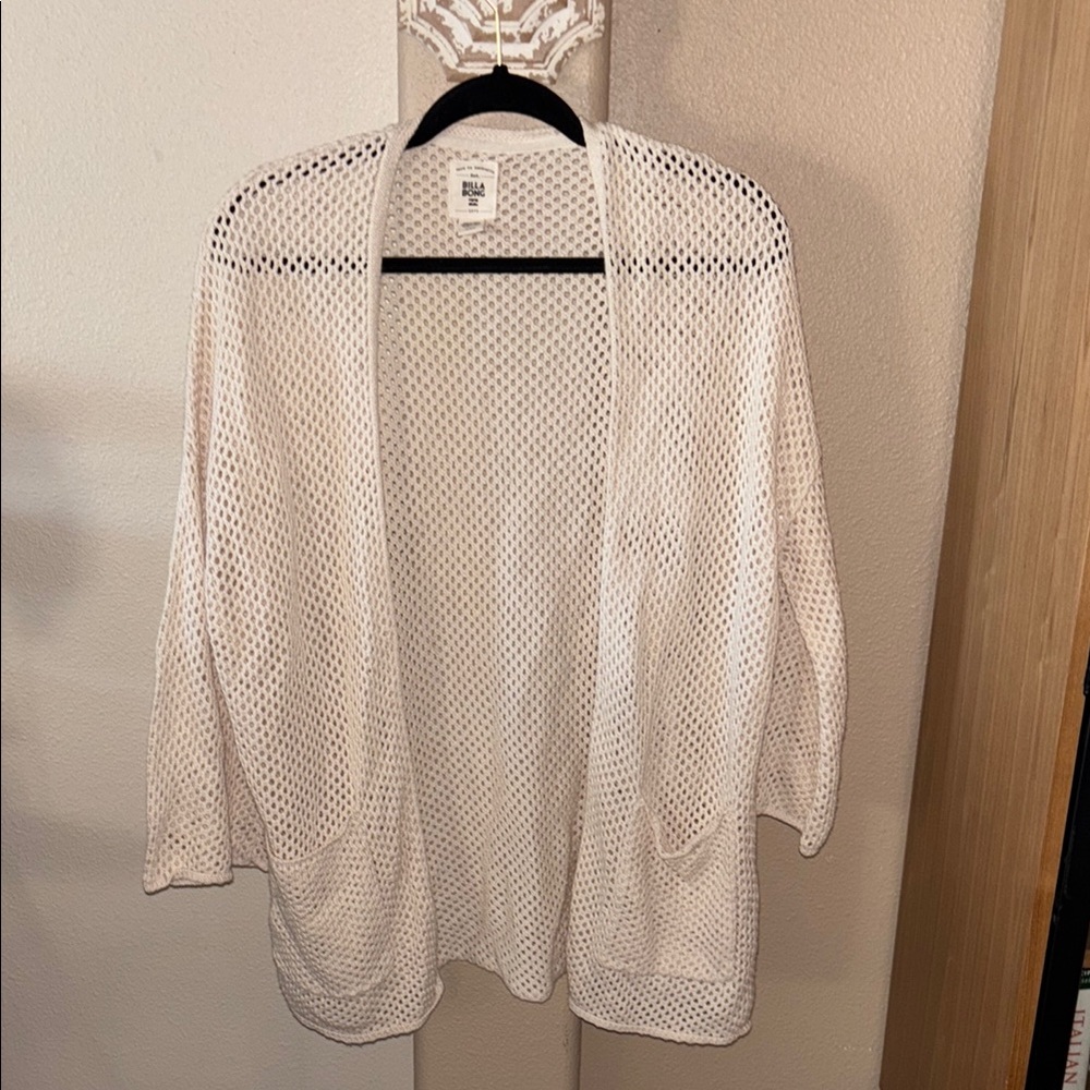 Billabong Cream Open Knit Cardigan Medium